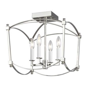 Visual Comfort Studio Thayer 4-Light Ceiling Light in Polished Nickel by Sean Lavin