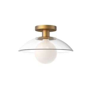 Francesca 1-Light Semi-Flush Mount in Aged Gold with Clear Glass