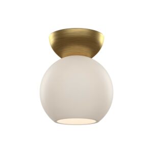Arcadia 1-Light Semi-Flush Mount in Brushed Gold with Opal Glass