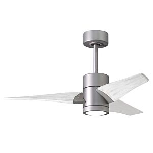 Super Janet 6-Speed DC 42" Ceiling Fan w/ Integrated Light Kit in Brushed Nickel with Matte White blades