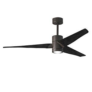 Super Janet 6-Speed DC 60" Ceiling Fan w/ Integrated Light Kit in Textured Bronze with Matte Black blades