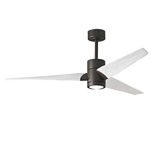 Super Janet 6-Speed DC 60" Ceiling Fan w/ Integrated Light Kit in Textured Bronze with Matte White blades