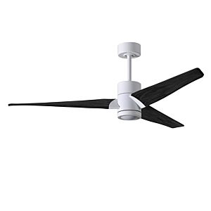 Super Janet 6-Speed DC 60" Ceiling Fan w/ Integrated Light Kit in White with Matte Black blades