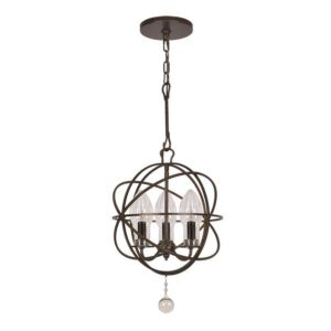  Solaris Outdoor Hanging Light in English Bronze with Clear Glass Drops Crystals