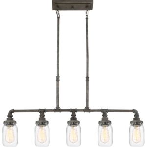 Quoizel Squire 5 Light Linear Pendant Light in Rustic Black