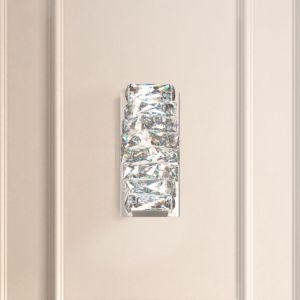 Schonbek Glissando 2 Light Wall Sconce in Stainless Steel with Clear Crystals From Swarovski Crystals