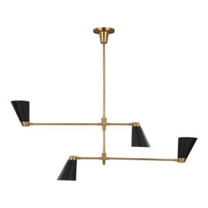 Visual Comfort Studio Signoret 4-Light Chandelier in Burnished Brass by Thomas O'Brien
