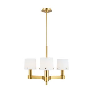 Visual Comfort Studio Palma 3-Light Chandelier in Burnished Brass by Thomas O'Brien