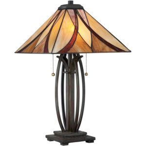 Quoizel Asheville 25 Inch Tiffany Table Lamp in Valiant Bronze