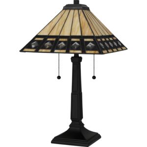 Tiffany 2-Light Table Lamp in Matte Black