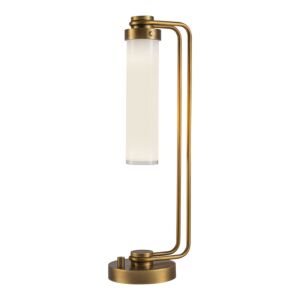 Wynwood 1-Light Table Lamp in Vintage Brass with Glossy Opal Glass