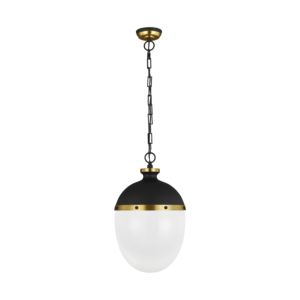 Visual Comfort Studio Aubry 2-Light Pendant Light in Midnight Black And Burnished Brass by Thomas O'Brien