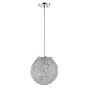 Distratto 1-Light Polished Chrome Pendant Enmeshed Aluminum Wire Shade (8")