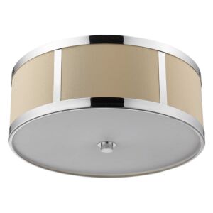 Butler 2-Light Polished Chrome Convertible Flushmount With Coarse Cream Linen Shade And Opal Acrylic Diffuser