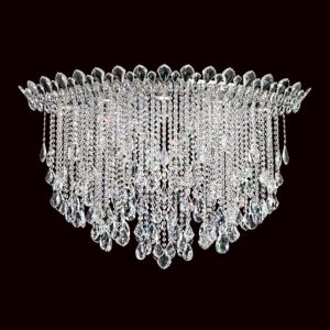 Schonbek Trilliane Strands 8 Light Ceiling Light in Stainless Steel with Clear Heritage Crystals