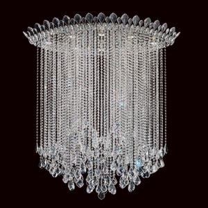 Schonbek Trilliane Strands 8 Light Ceiling Light in Stainless Steel with Clear Heritage Crystals