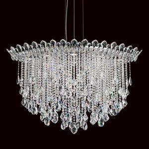 Schonbek Trilliane Strands 8 Light Pendant in Stainless Steel with Clear Heritage Crystals