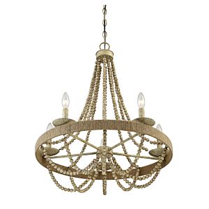 Rustic Chandelier in Natural Wood with Rope