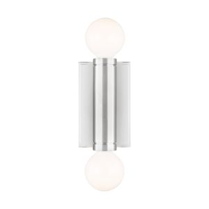 Visual Comfort Studio Beckham Modern 2-Light Wall Sconce in Polished Nickel by Thomas O'Brien