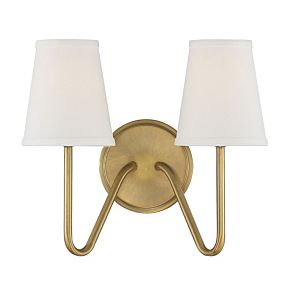Trade Winds Lighting 2 Light Wall Sconce In Natural Brass