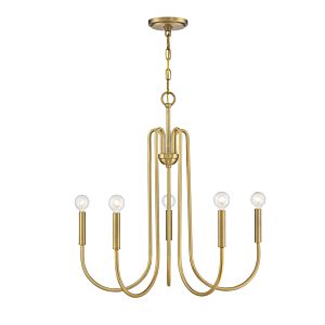 Trade Winds Holly 5 Light Chandelier in Natural Brass