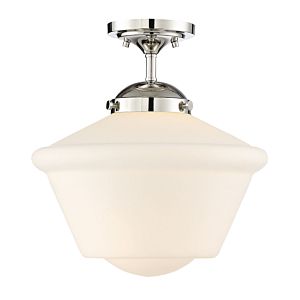 Dorothy Opal Glass Schoolhouse Ceiling Light in Polished Nickel