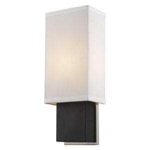 Finestra 1-Light Espresso And Polished Chrome ADA Wall Sconce With Homespun Linen Shade