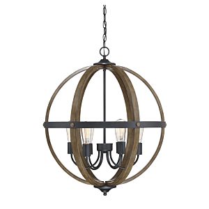 Trade Winds Lighting 6 Light Pendant Light In Wood And Black