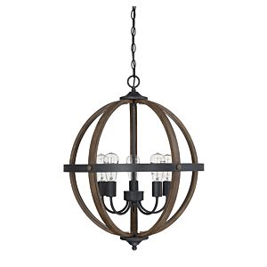 Glenwood 5-Light Chandelier in Wood with Black Accents