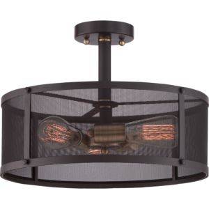 Quoizel Union Station 3 Light 16 Inch Ceiling Light in Western Bronze