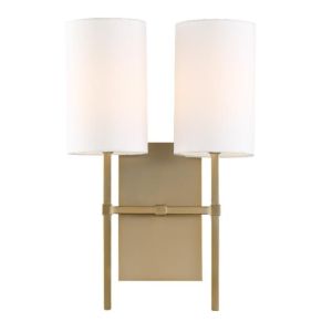Crystorama Veronica 2 Light 17 Inch Wall Sconce in Aged Brass