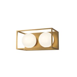 Amelia 2-Light Bathroom Vanity Light in Aged Gold with Opal Glass