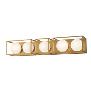 Amelia 5-Light Bathroom Vanity Light in Aged Gold with Opal Glass