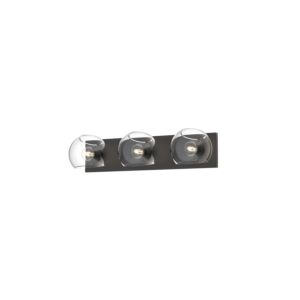 Willow 3-Light Bathroom Vanity Light in Matte Black with Clear Glass