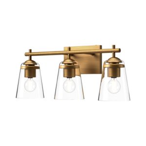 Addison 3-Light Bathroom Vanity Light in Aged Gold with Clear Glass