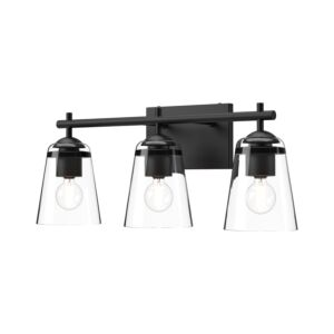 Addison 3-Light Bathroom Vanity Light in Matte Black with Clear Glass