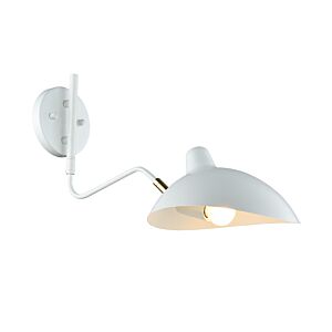Matteo Droid 1 Light Wall Sconce In White & Brushed Gold