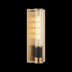 Matteo Tubo 1 Light Wall Sconce In Matte Black With Aged Gold Brass