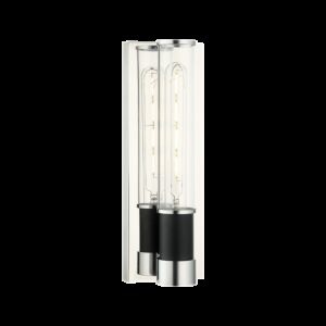 Matteo Tubo 1 Light Wall Sconce In Matte Black With Chrome