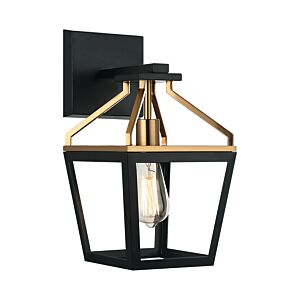 Mavonshire 1-Light Wall Sconce in Black with Aged Gold Brass