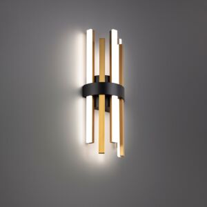 Harmonix 3-Light LED Wall Sconce in Black with Aged Brass
