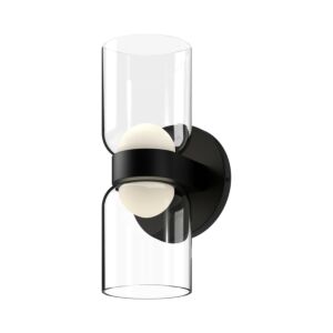 Cedar LED Wall Sconce in Black with Clear Glass