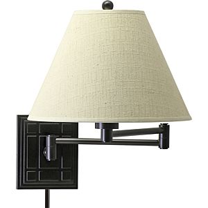 House of Troy Swing Arm Wall Lamp Oil Rubbed Bronze w/Linen Hardback Shade