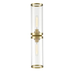 Alora Revolve 2 Light Bathroom Vanity Light tural Brass And Clear Glass