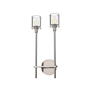 Alora Salita 2 Light Bathroom Wall Sconce in Polished Nickel And Clear Crystal