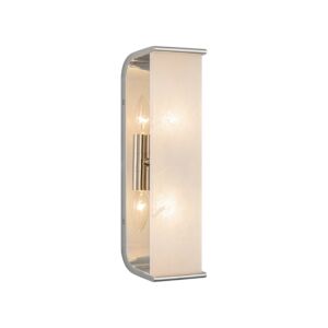 Abbott 2-Light Bathroom Vanity Light in Polished Nickel with Alabaster