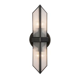 Cairo 2-Light Bathroom Vanity Light in Urban Bronze with Clear Ribbed Glass