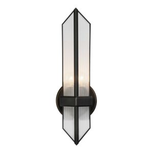 Cairo 1-Light Wall Sconce in Urban Bronze with Clear Ribbed Glass