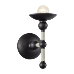 Nadine 1-Light Wall Sconce in Matte Black with Natural Cotton