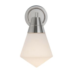 Willard 1-Light Wall Sconce in Polished Nickel with Matte Opal Glass